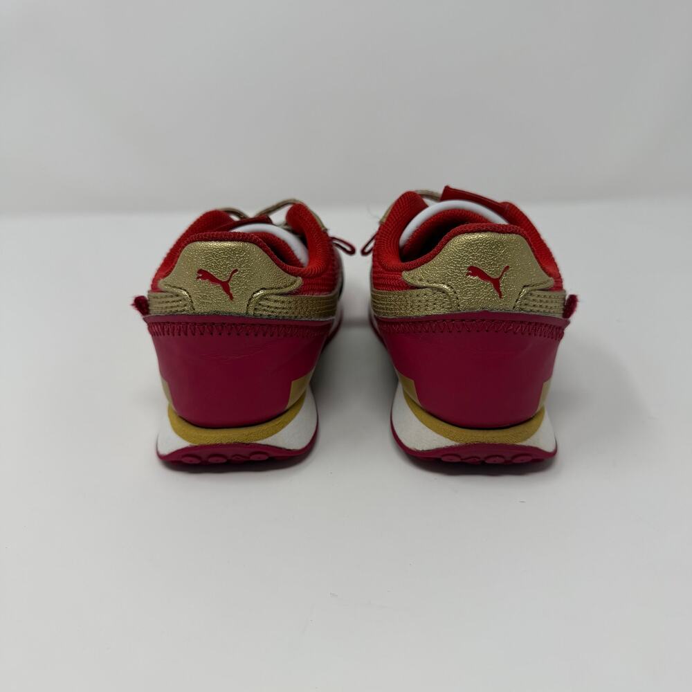 PUMA Ad Flyn Kids Red Gold Sneakers Size 10C - Picture 3 of 8